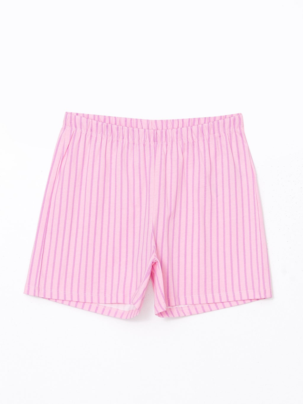 LCW Young Shirt Collar Striped Women Shorts Pajama Set