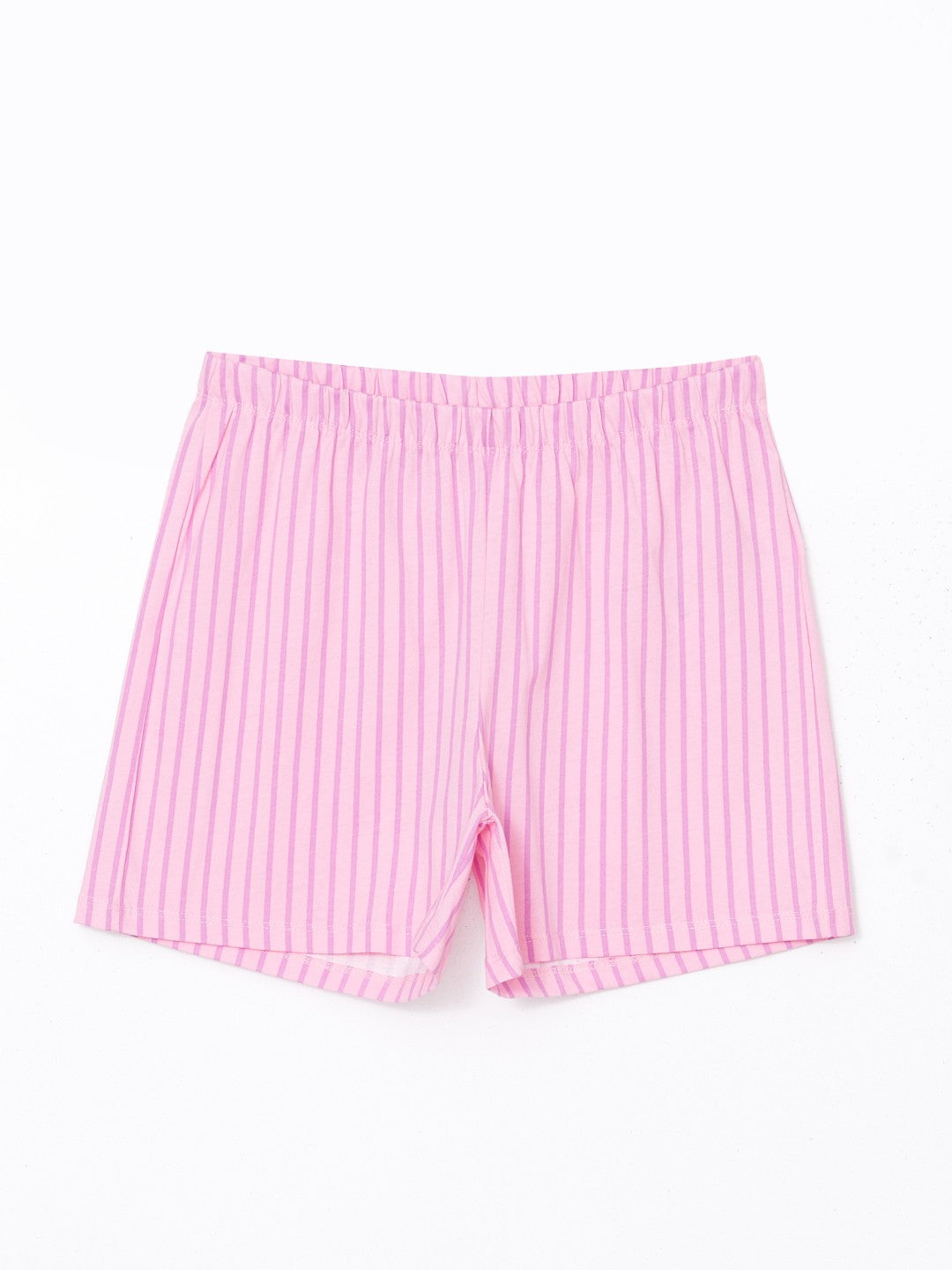 LCW Young Shirt Collar Striped Women Shorts Pajama Set