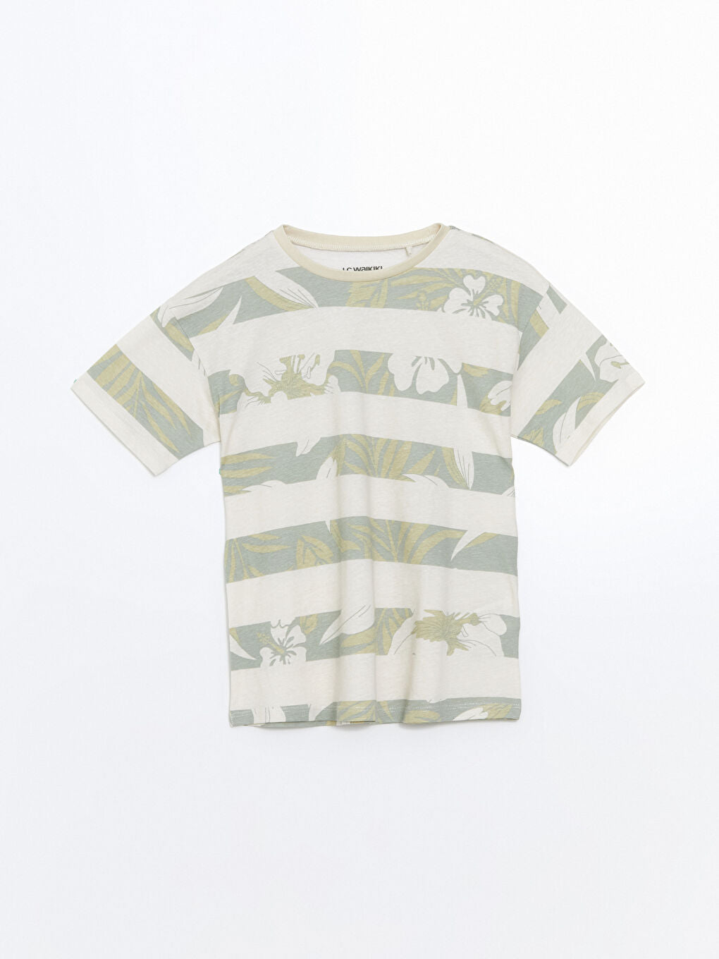 LCW Kids Beige Crew Neck Boy Shorts Pajama Set