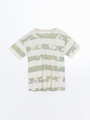 LCW Kids Beige Crew Neck Boy Shorts Pajama Set