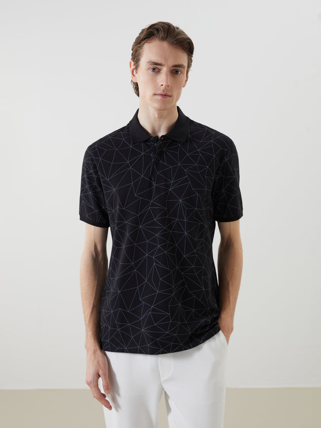 Polo Neck Short Sleeve Patterned Men T-Shirt Hover Image