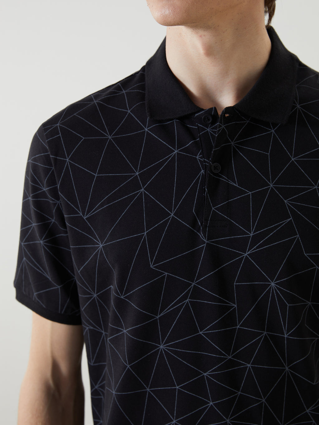 Polo Neck Short Sleeve Patterned Men T-Shirt