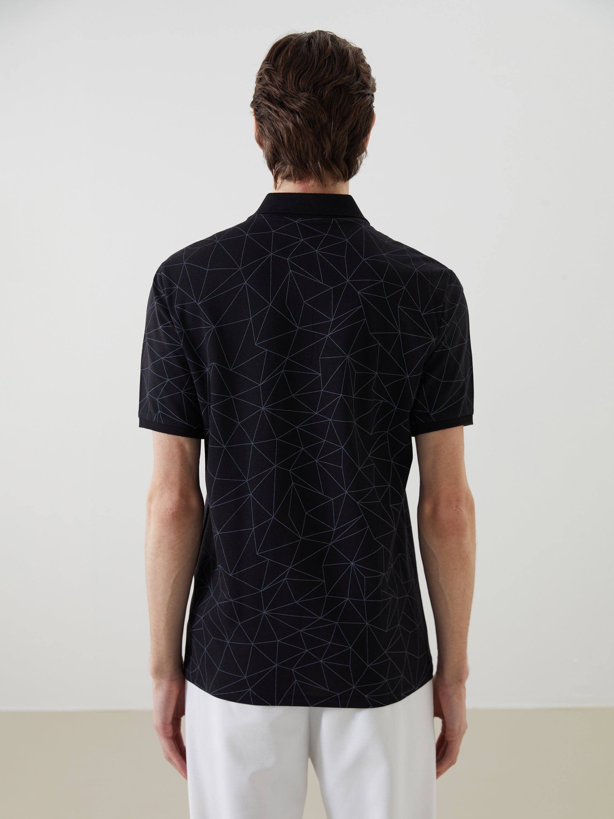 Polo Neck Short Sleeve Patterned Men T-Shirt