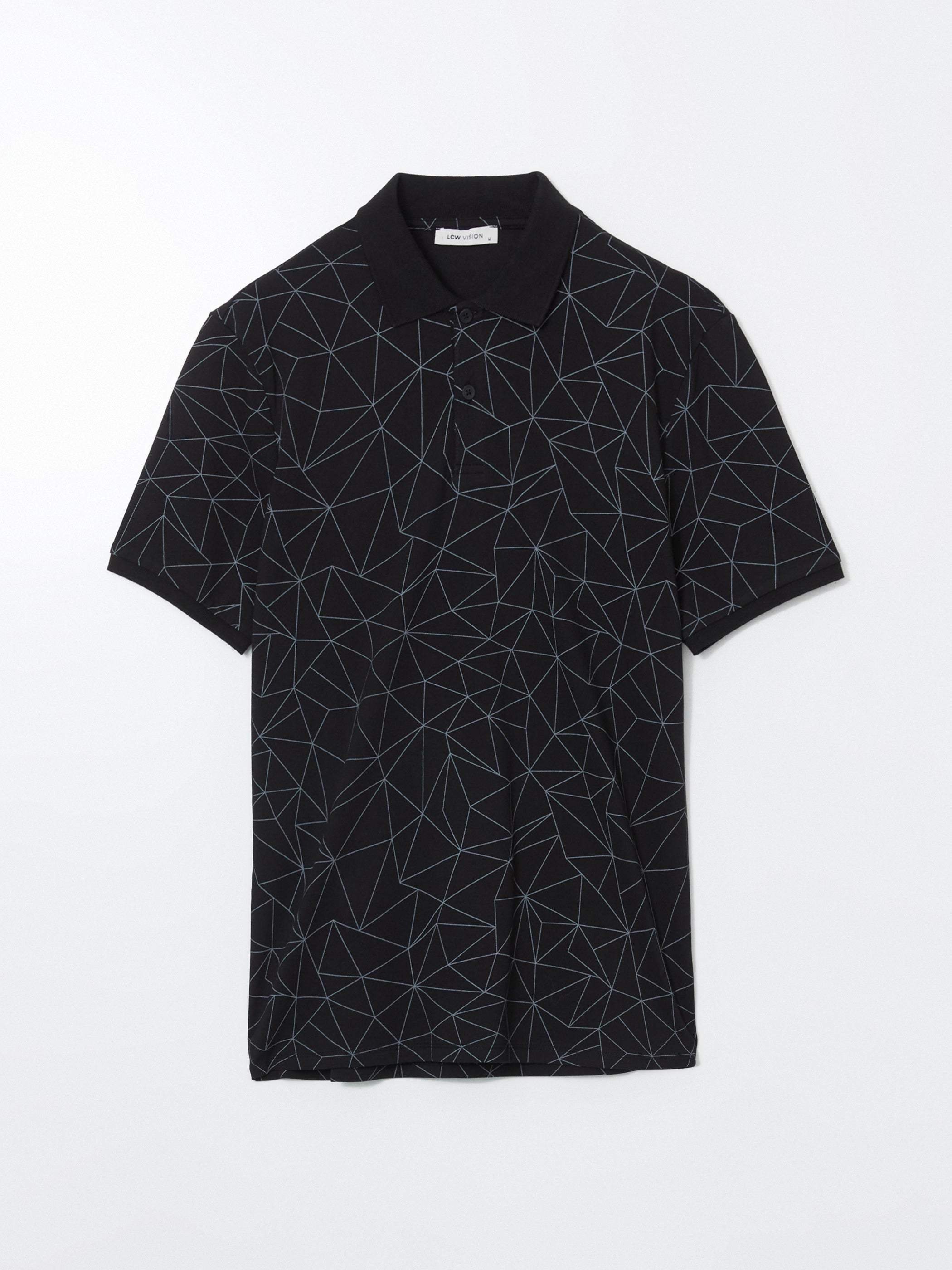 Polo Neck Short Sleeve Patterned Men T-Shirt