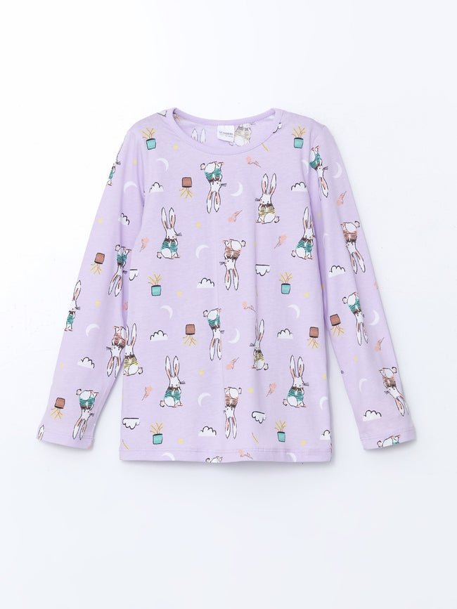 LCW Kids Crew Neck Girls Pajama Set Main Image
