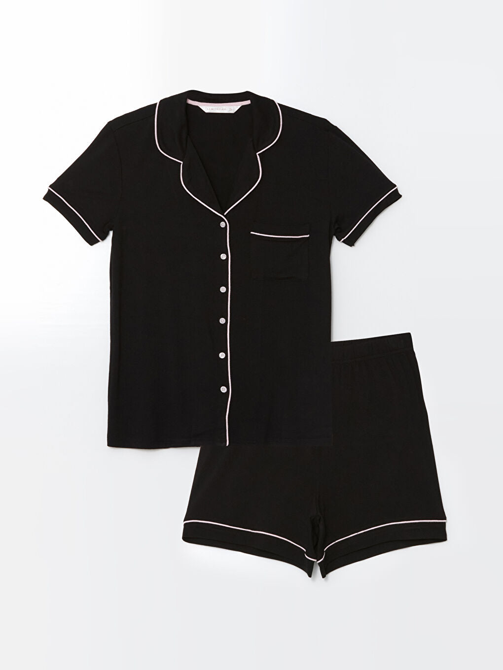 LCW DREAM Turquoise Shirt Collar Women Shorts Pajama Set