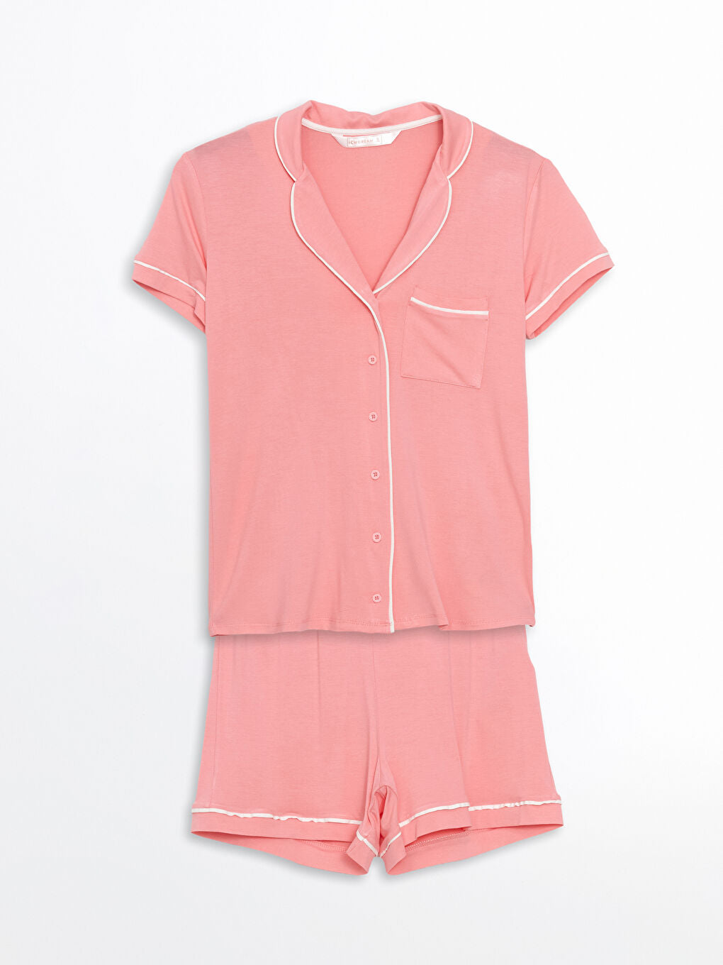 LCW DREAM Turquoise Shirt Collar Women Shorts Pajama Set