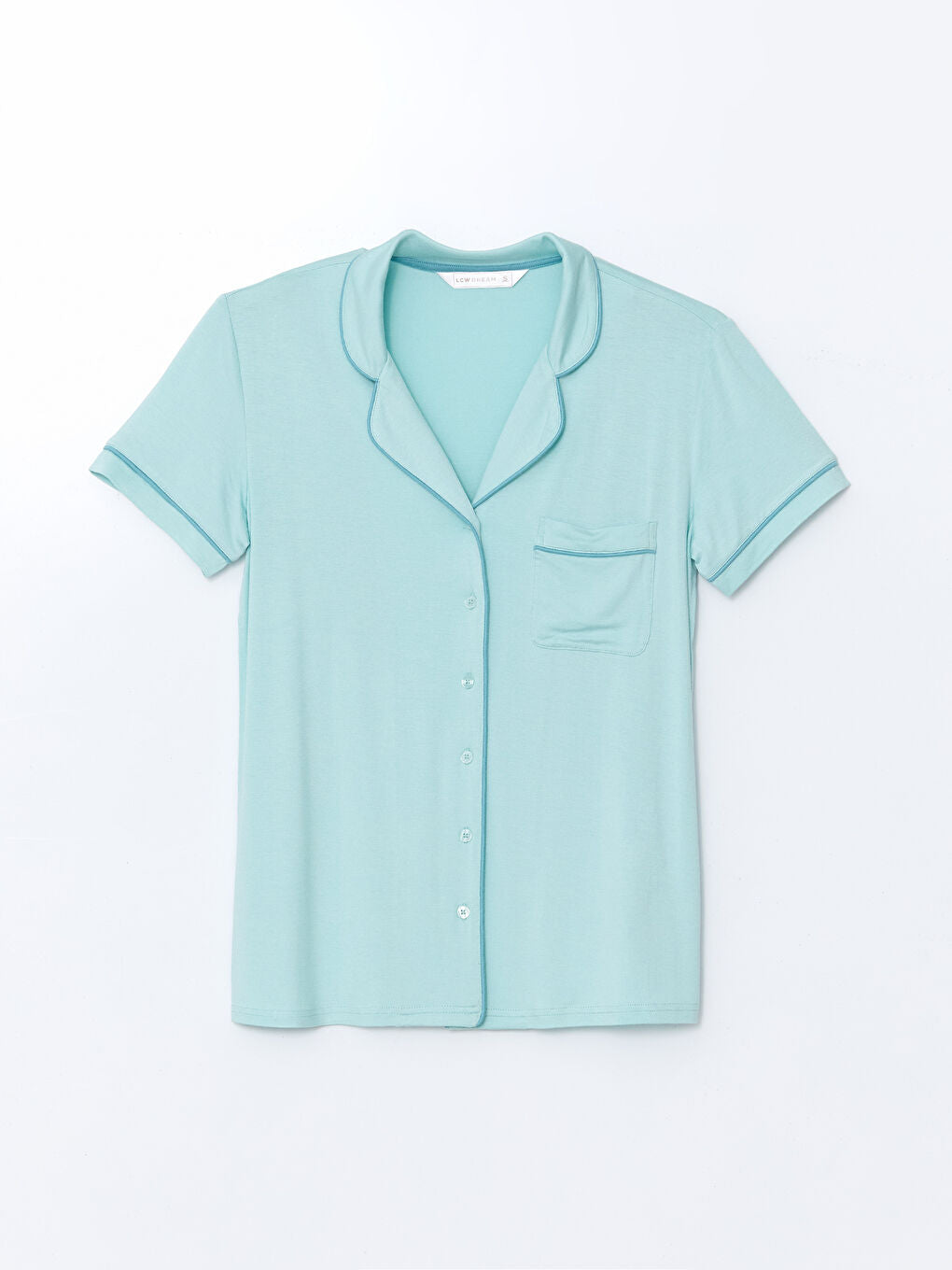 LCW DREAM Turquoise Shirt Collar Women Shorts Pajama Set