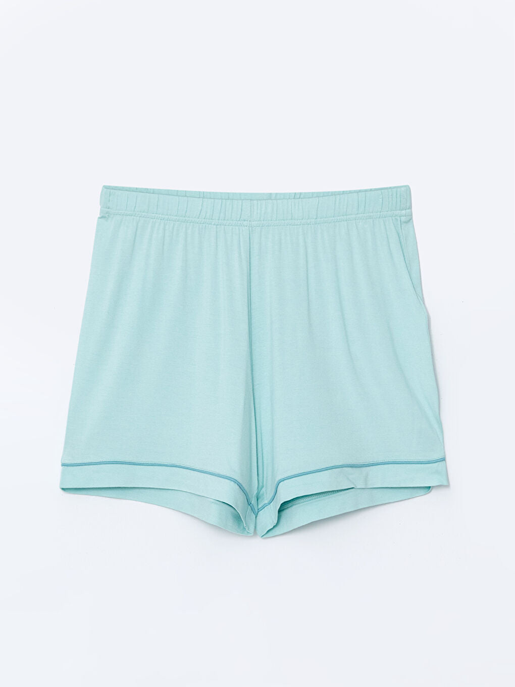 LCW DREAM Turquoise Shirt Collar Women Shorts Pajama Set