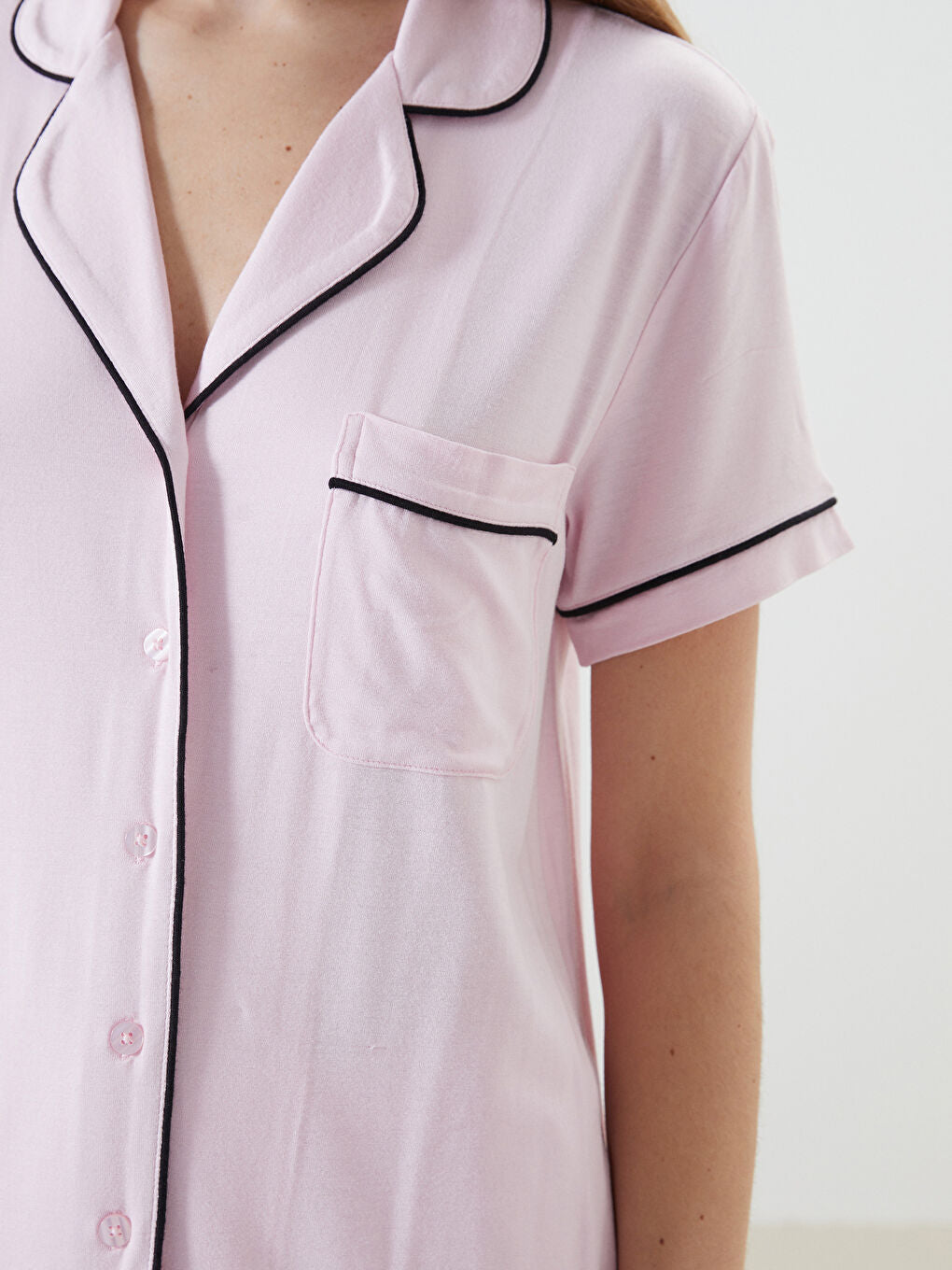 LCW DREAM Turquoise Shirt Collar Women Shorts Pajama Set