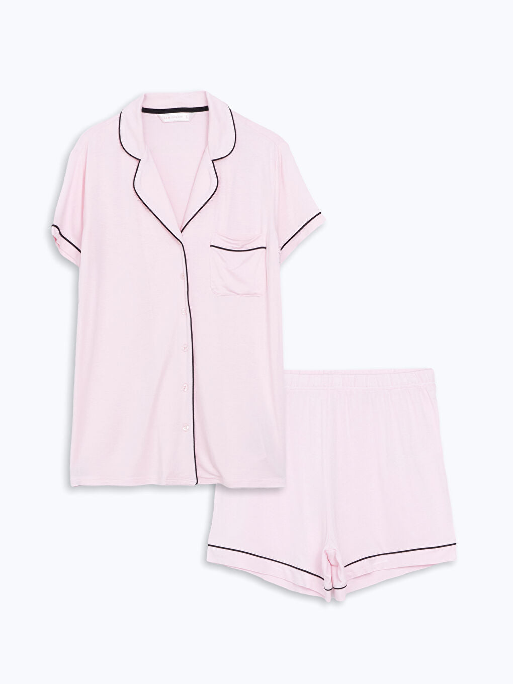 LCW DREAM Turquoise Shirt Collar Women Shorts Pajama Set