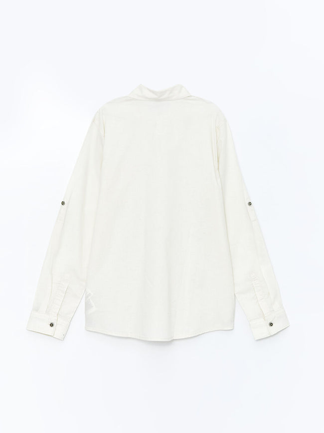 LCW Kids Ecru Linen Blend Boy Shirt Main Image