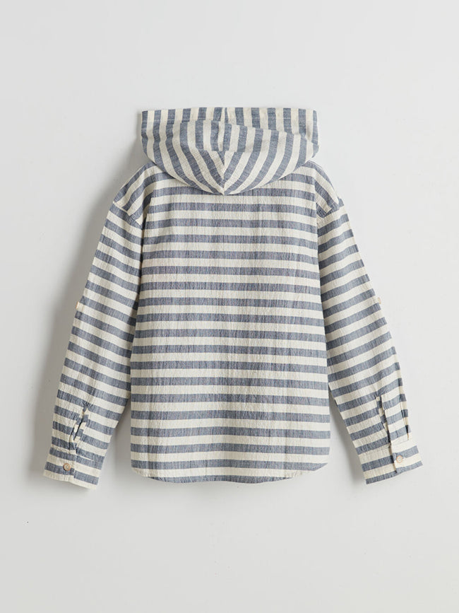 LCW Kids Navy Blue Hooded Boy Shirt Main Image