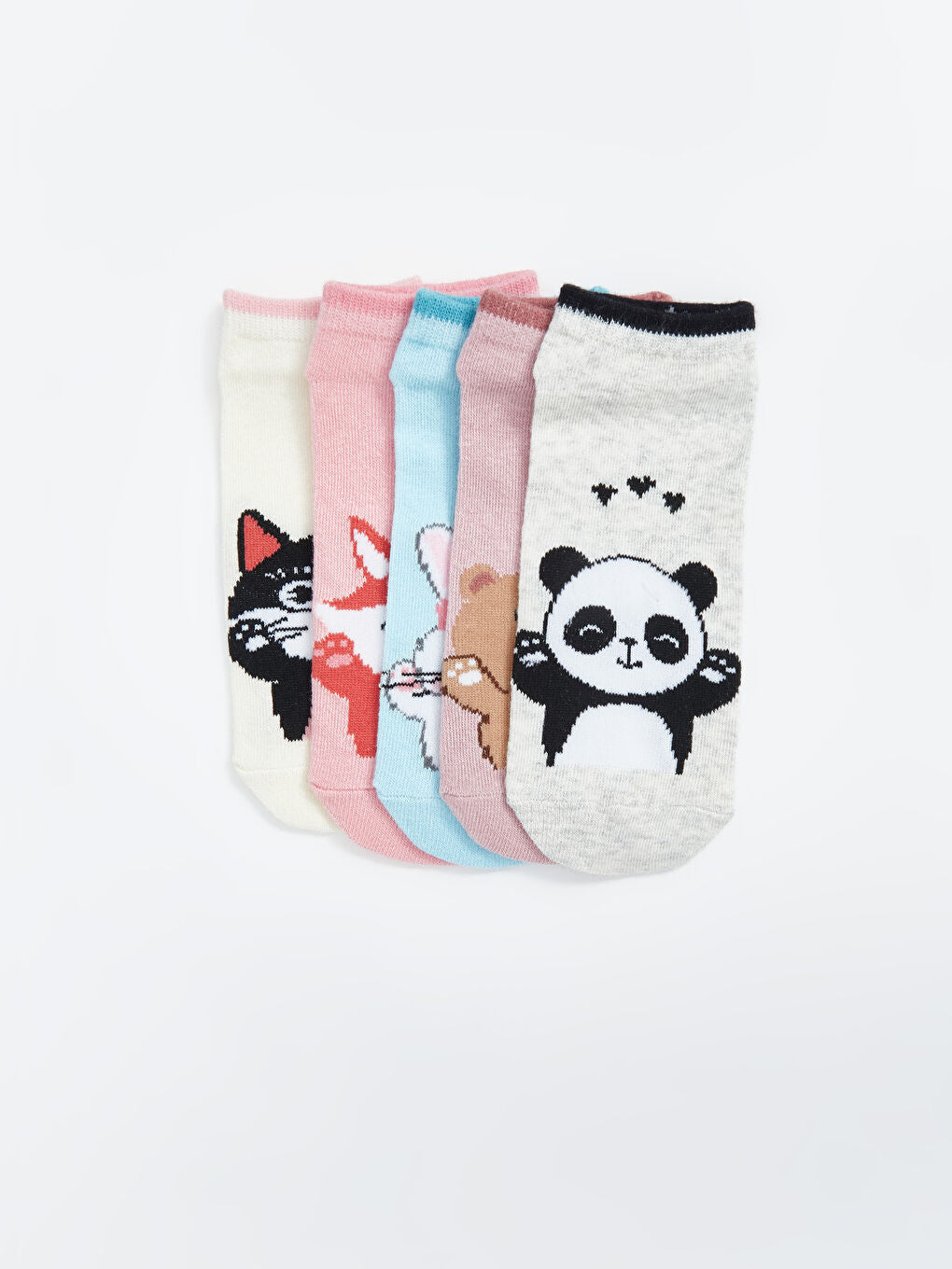 LCW Kids Gray Patterned Girls Booties Socks 5-Pack