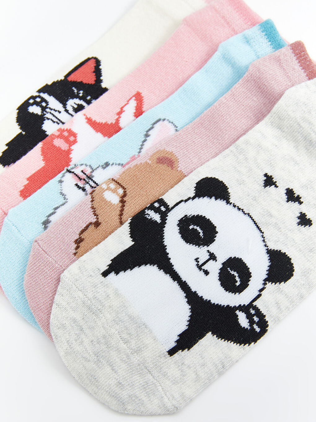 LCW Kids Gray Patterned Girls Booties Socks 5-Pack