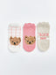 Bear Teddy Patterned Girls Booties Socks 5-Pack