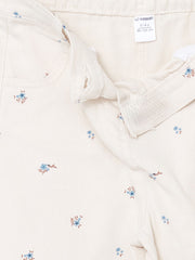 LCW Kids Ecru Elastic Waist Floral Girl Trousers