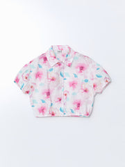 LCW Kids Pink Floral Girl Crop Shirt