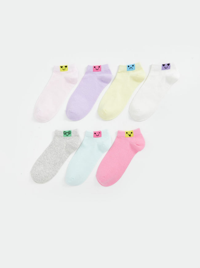 LCW Kids Patterned Girls Booties Socks 7-Pack Hover Image