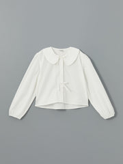 Loose Fit Poplin Bow Girls Shirt