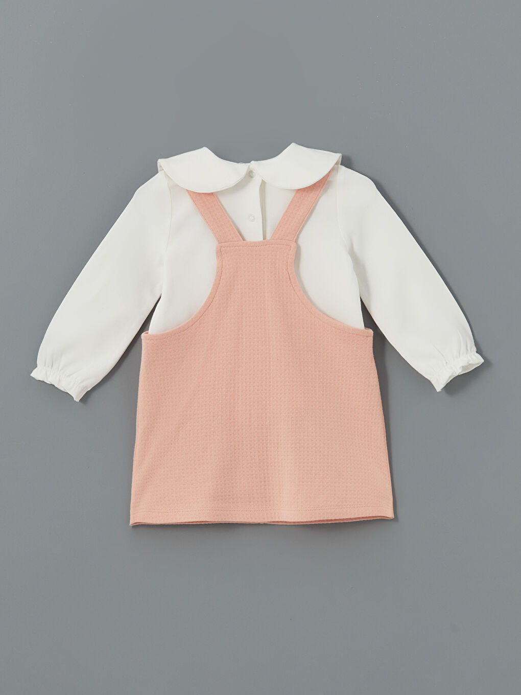 LCW baby Pink Baby Collar Girl Blouse and Dress 2-Piece