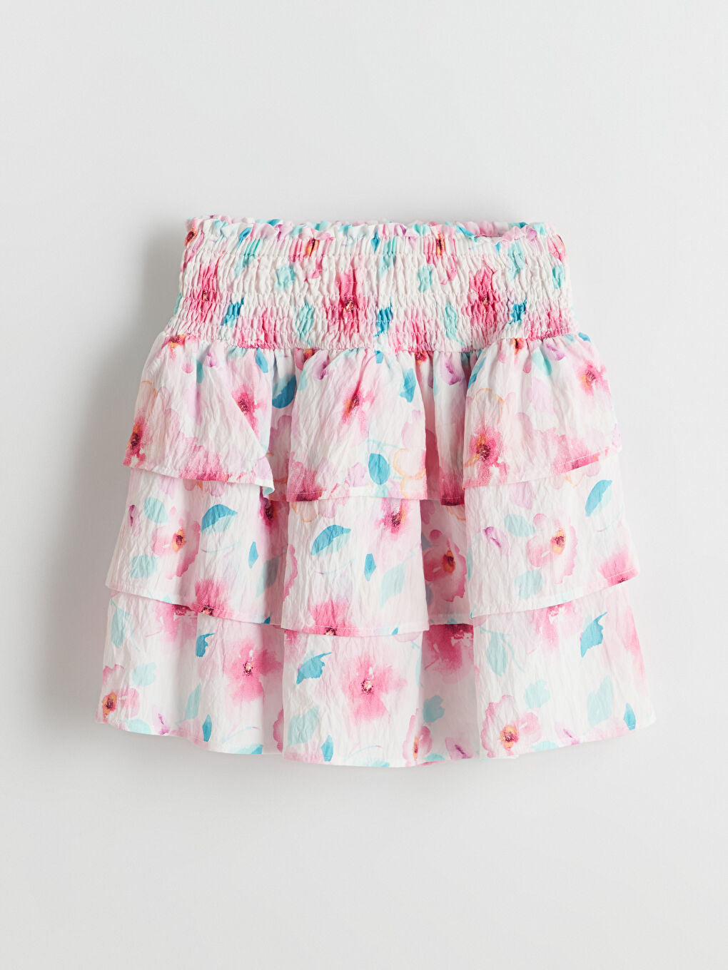 LCW Kids Pink Elastic Waist Floral Girl Skirt