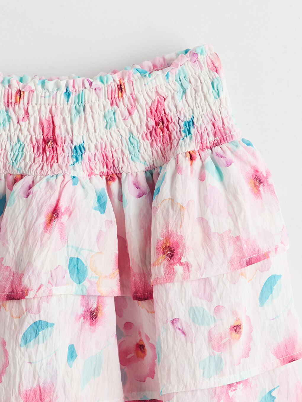 LCW Kids Pink Elastic Waist Floral Girl Skirt