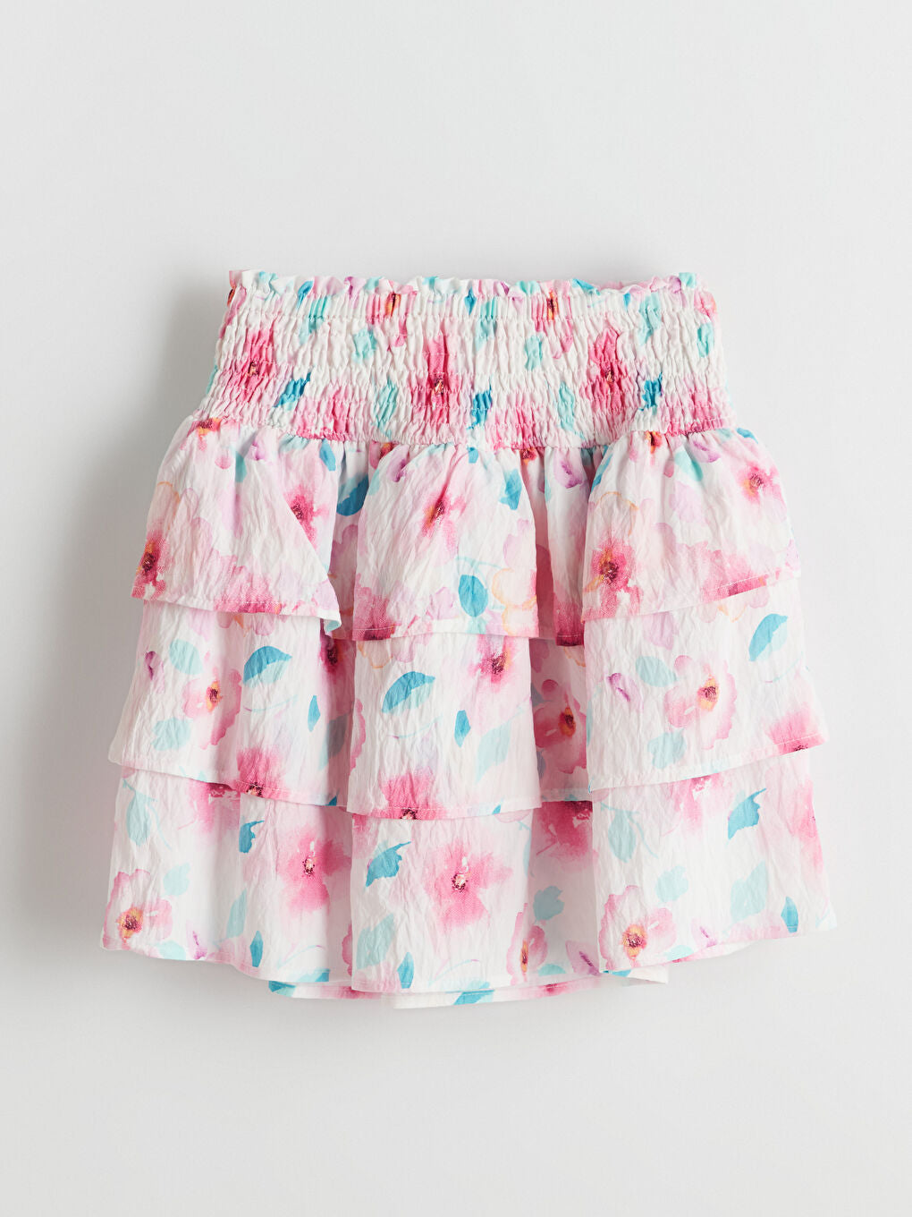 LCW Kids Pink Elastic Waist Floral Girl Skirt