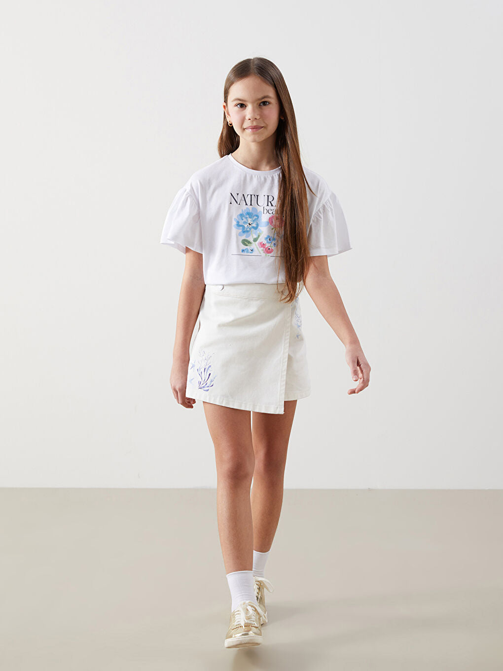 LCW Kids White Girl Child Jean Shorts Skirt