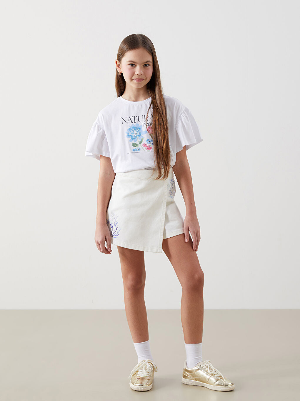 LCW Kids White Girl Child Jean Shorts Skirt