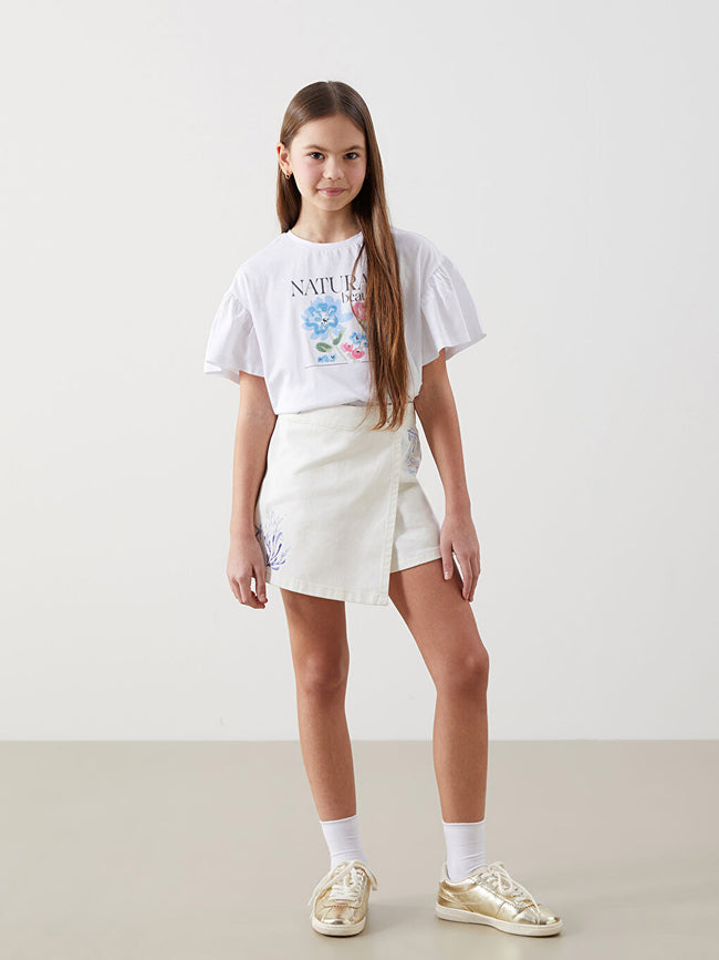 LCW Kids White Girl Child Jean Shorts Skirt Main Image