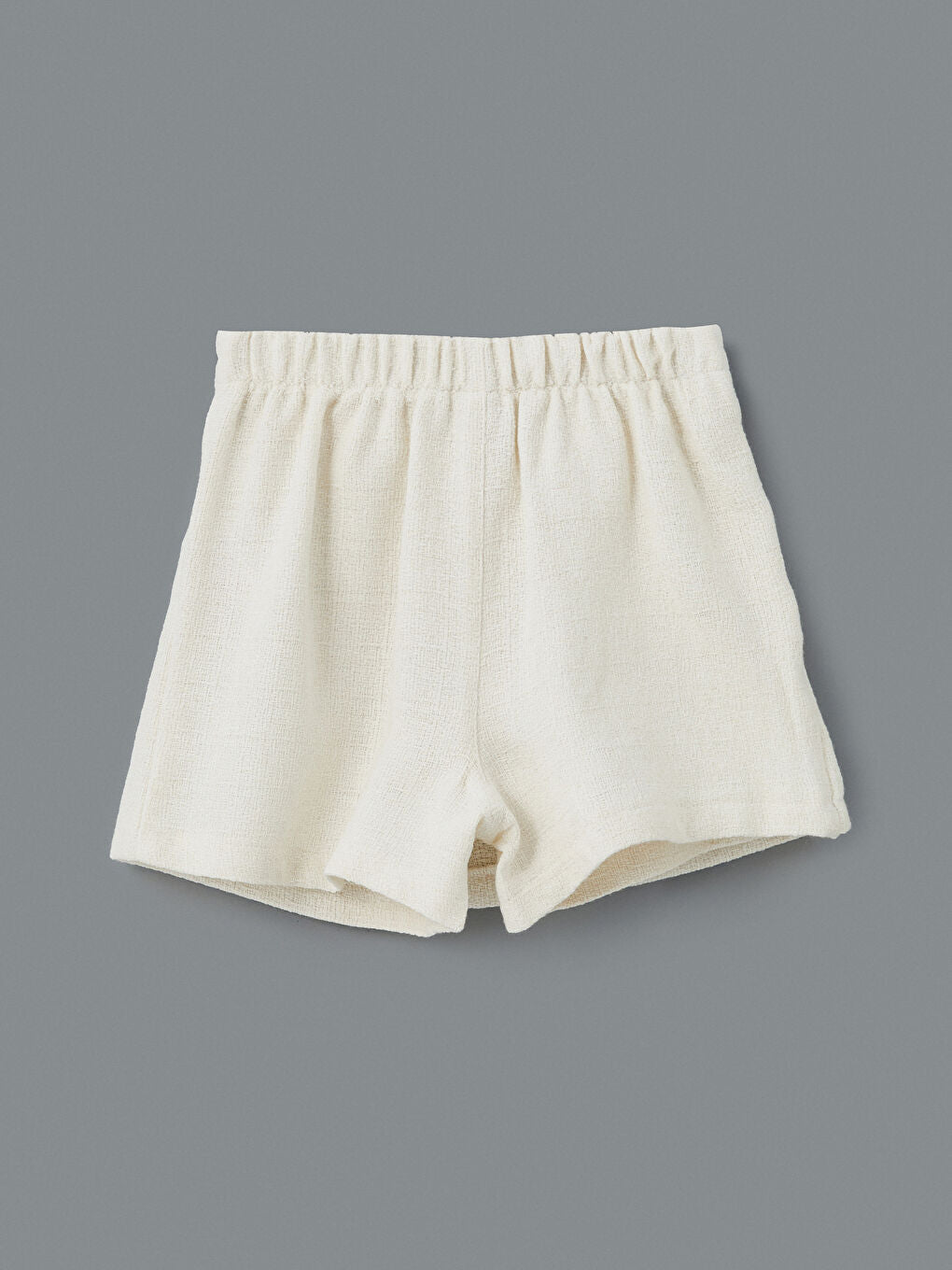 LCW Kids Ecru Elastic Waist Tweed Girls Shorts Skirt