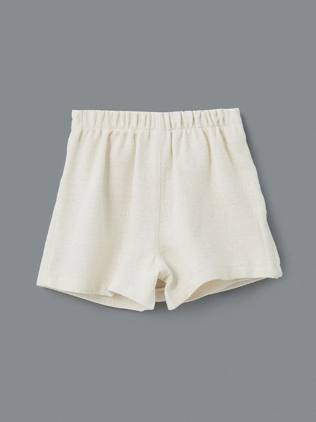 LCW Kids Ecru Elastic Waist Tweed Girls Shorts Skirt Main Image