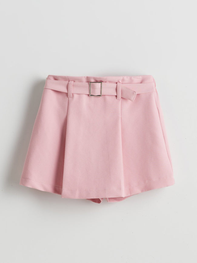 LCW Kids Elastic Waist Pleated Girls Shorts Skirt Hover Image