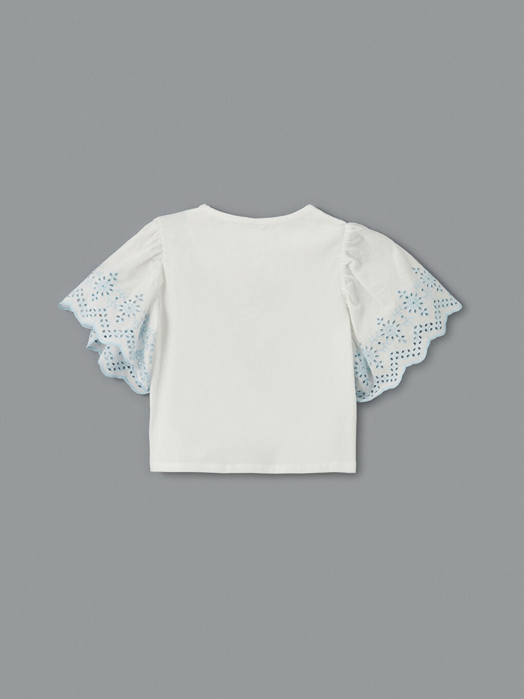 LCW Kids White Crew Neck Girls Crop T-Shirt