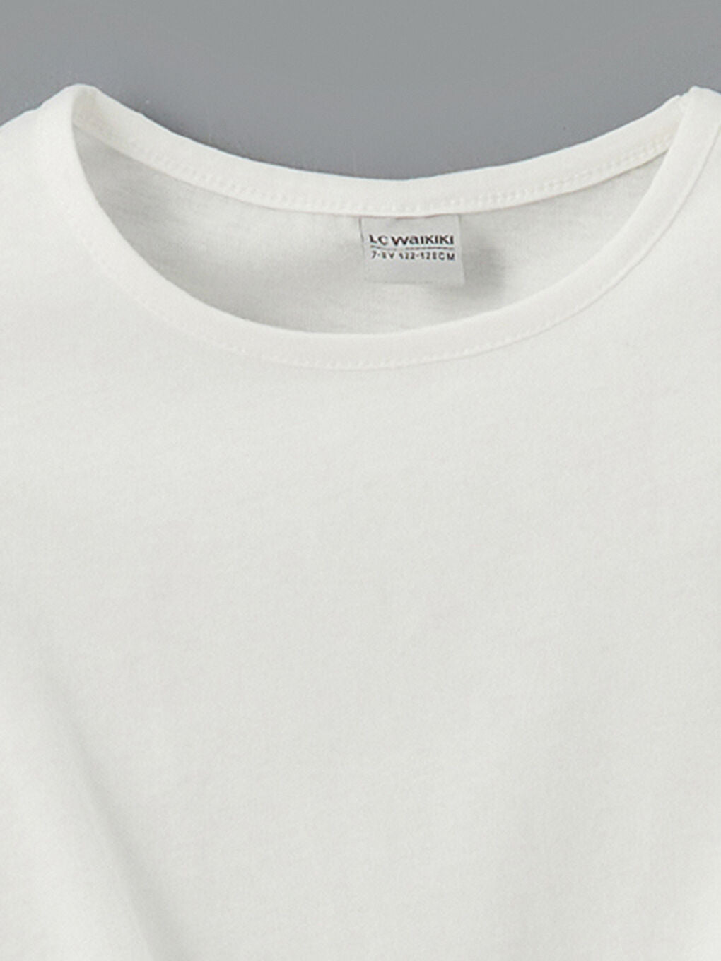 LCW Kids White Crew Neck Girls Crop T-Shirt