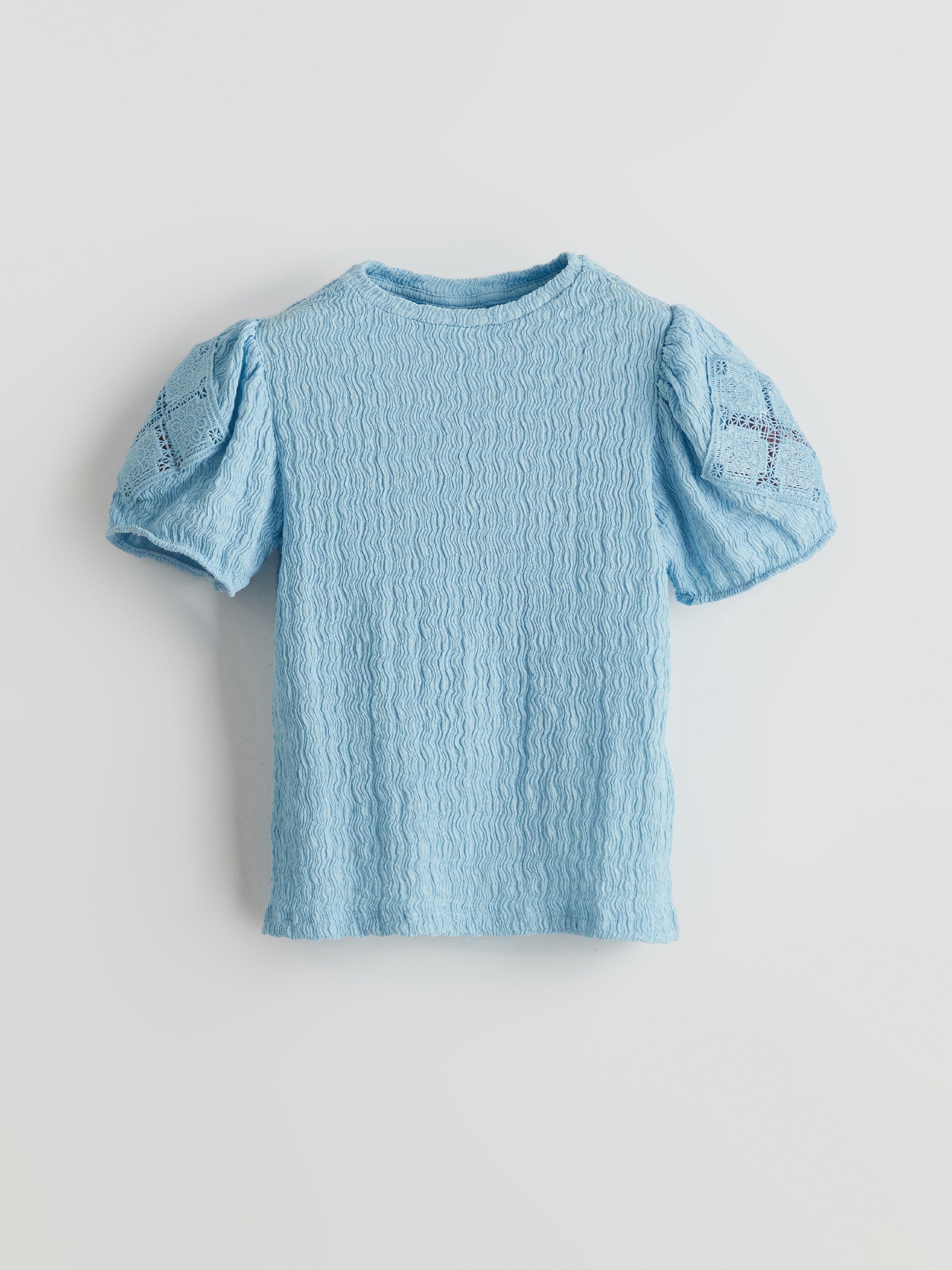 Crew Neck Textured Girls T-Shirt