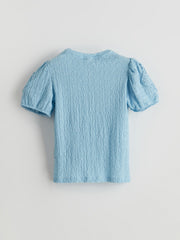 Crew Neck Textured Girls T-Shirt