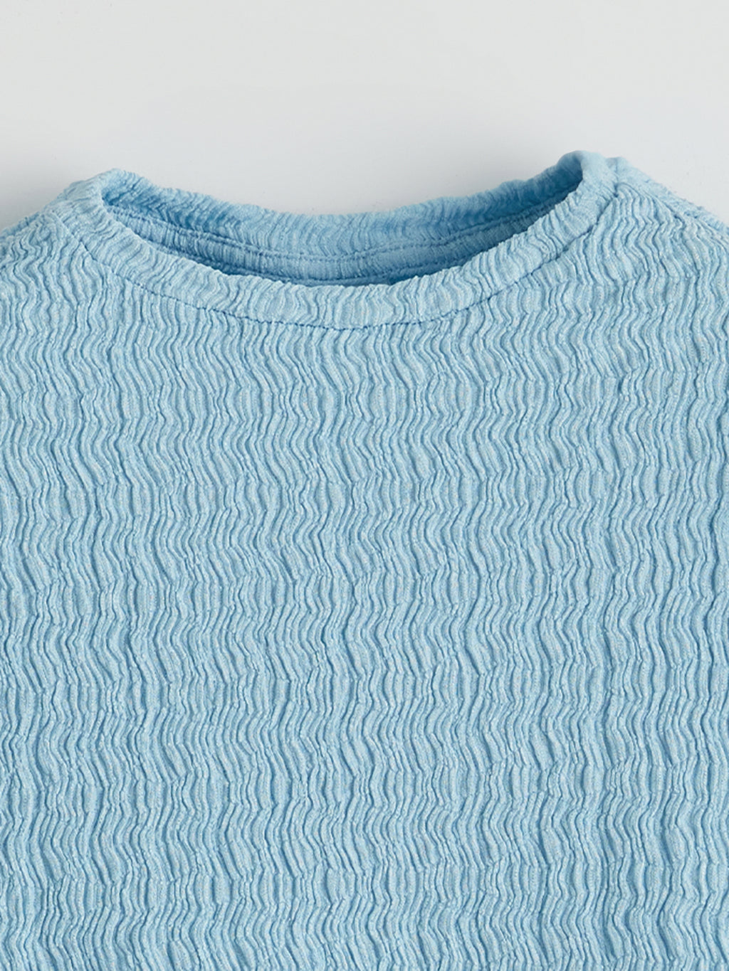 Crew Neck Textured Girls T-Shirt