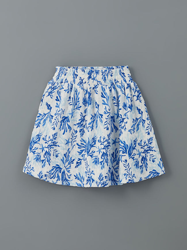 LCW Kids White Elastic Waist Girl Skirt Hover Image