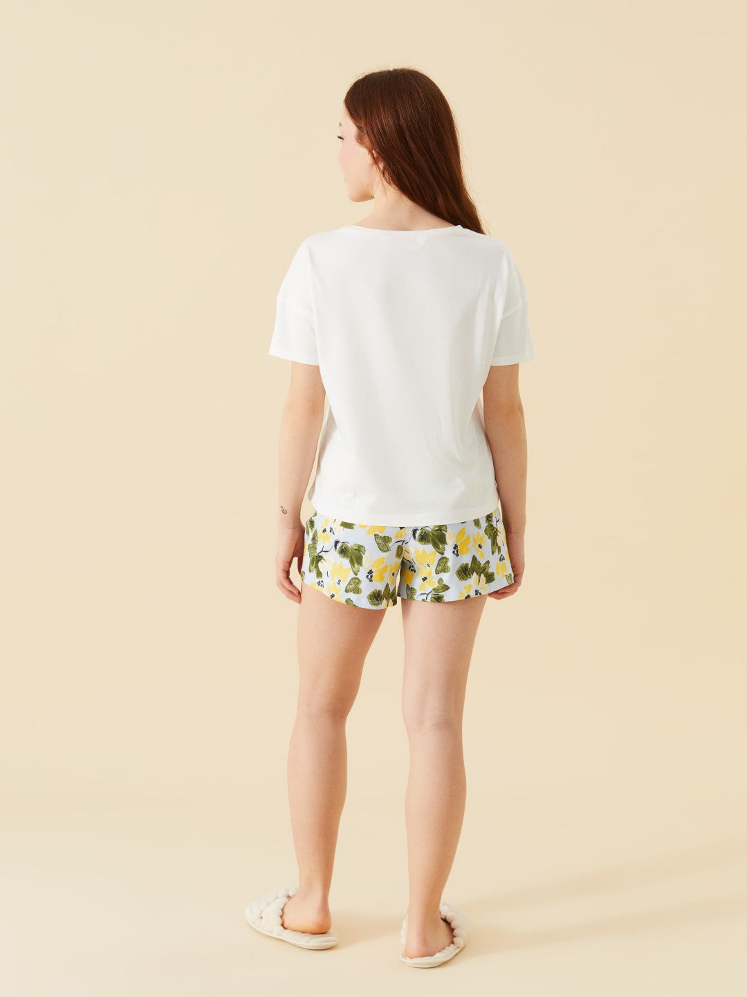 LCW Dream Petite Crew Neck Women Shorts Pajama Set