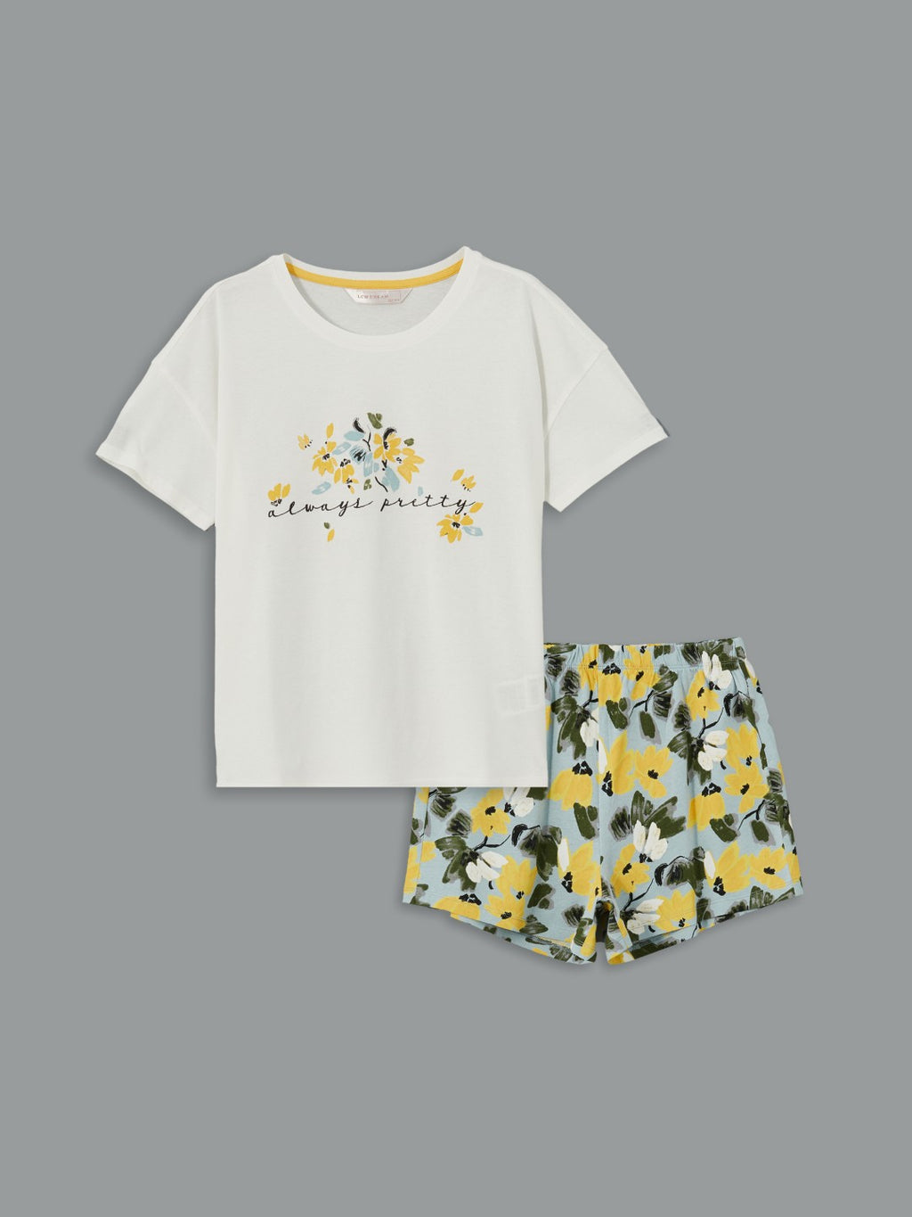 LCW Dream Petite Crew Neck Women Shorts Pajama Set