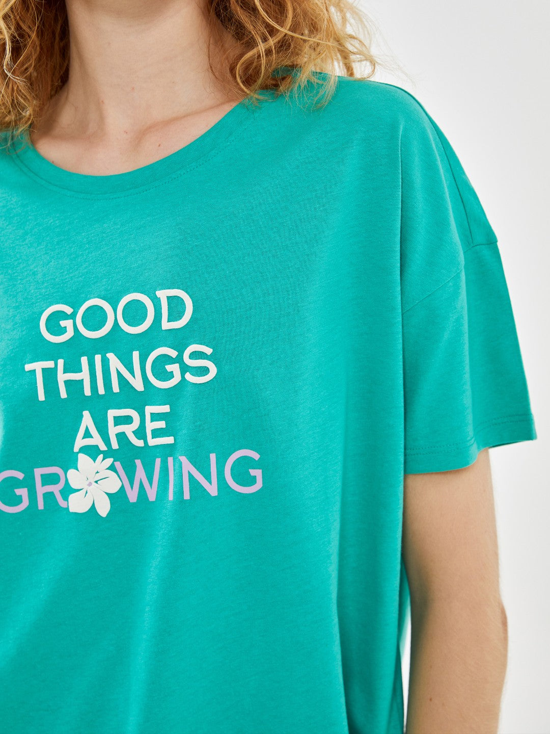 LCW Dream Crew Neck Printed Women Shorts Pajama Set