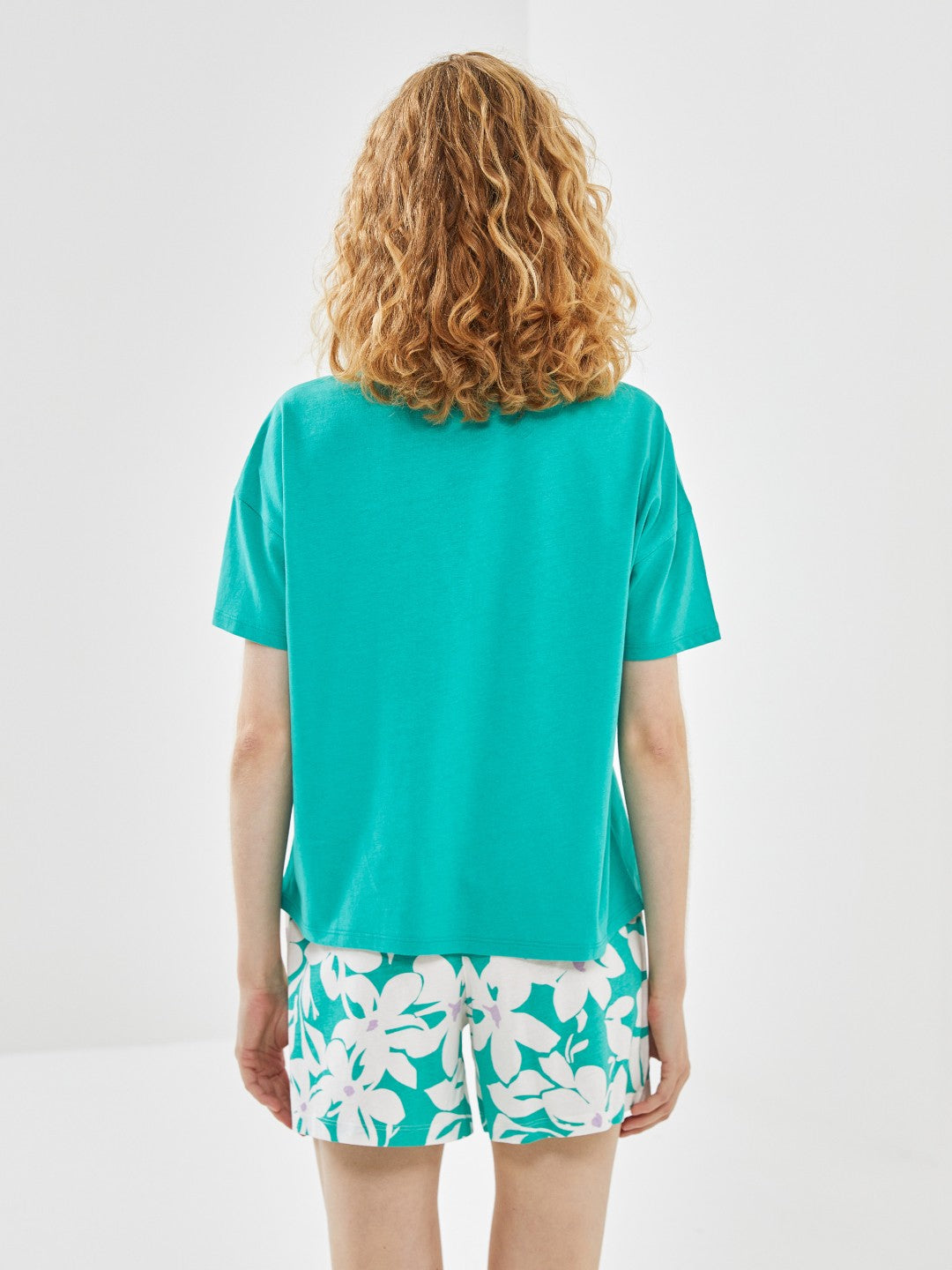 LCW Dream Crew Neck Printed Women Shorts Pajama Set