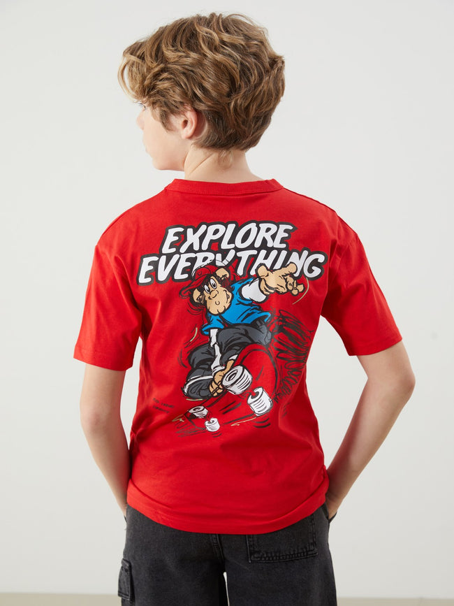 LCW Kids Crew Neck Nostalgic Monkey Printed Boy T-Shirt Hover Image