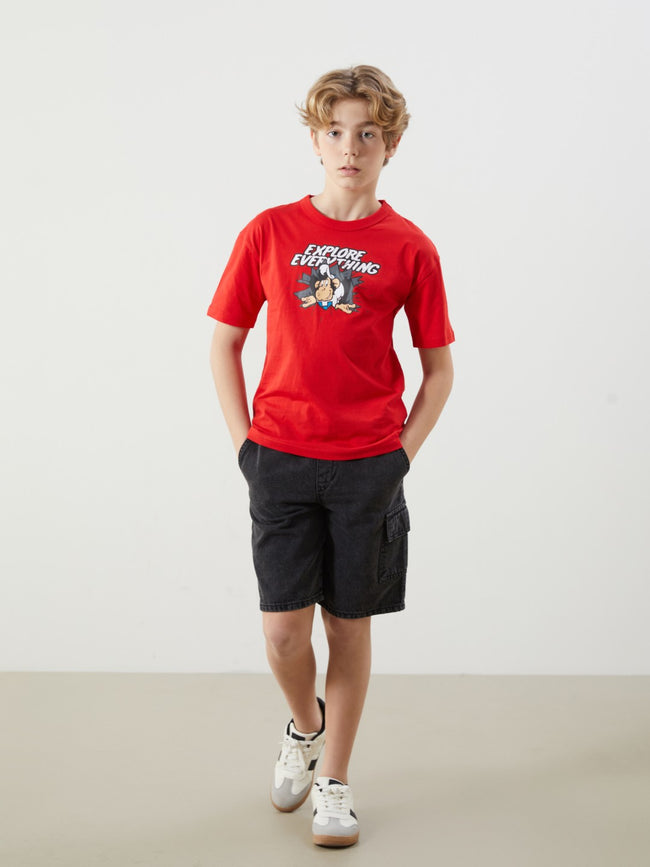 LCW Kids Crew Neck Nostalgic Monkey Printed Boy T-Shirt Main Image