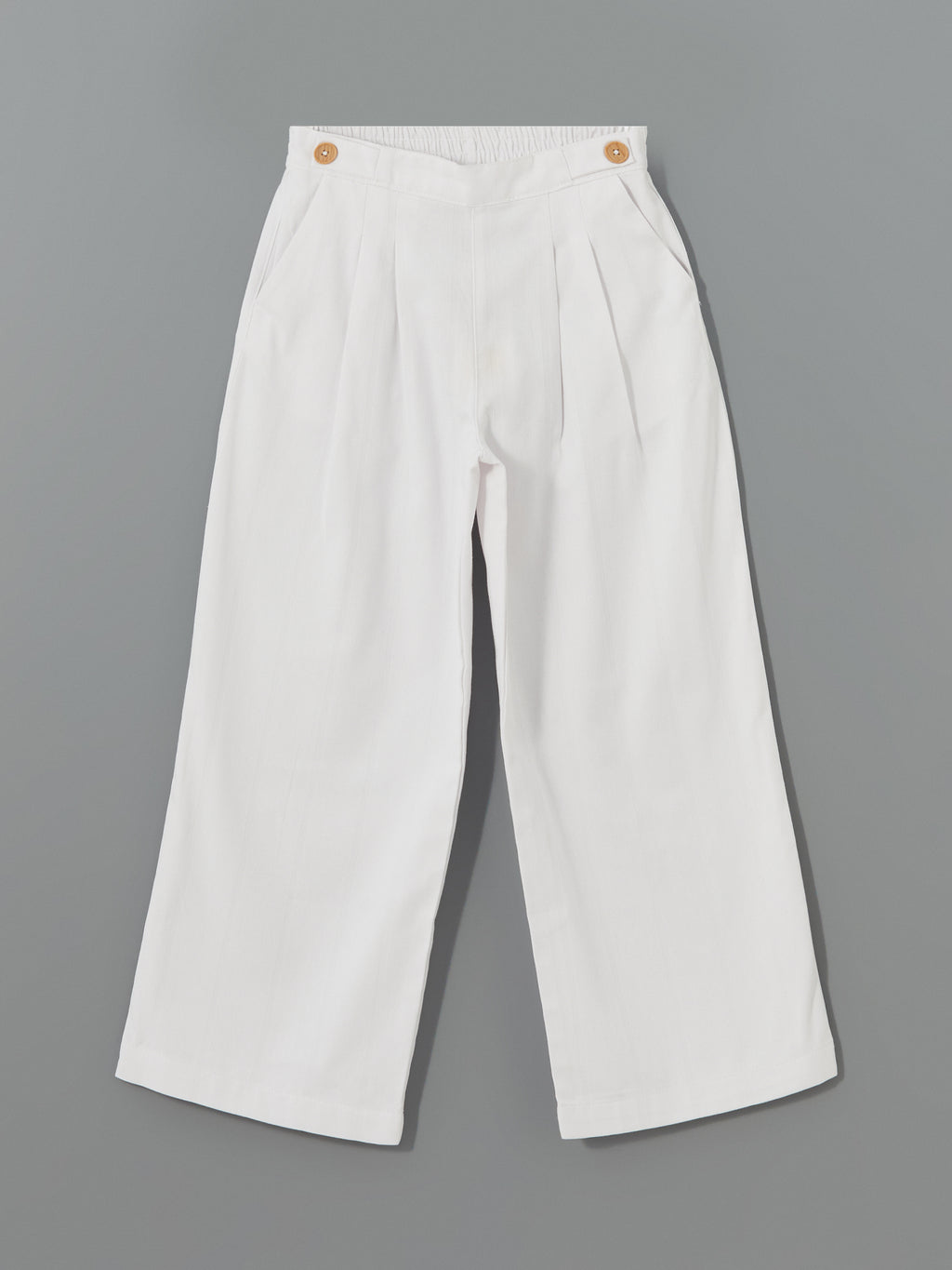 Elastic Waist Linen Blend Girl Trousers