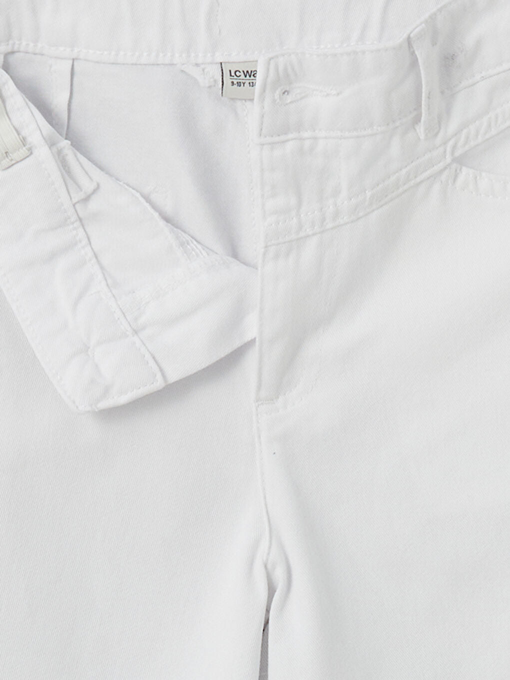 LCW Kids White Adjustable Waist Elastic Girl Trousers