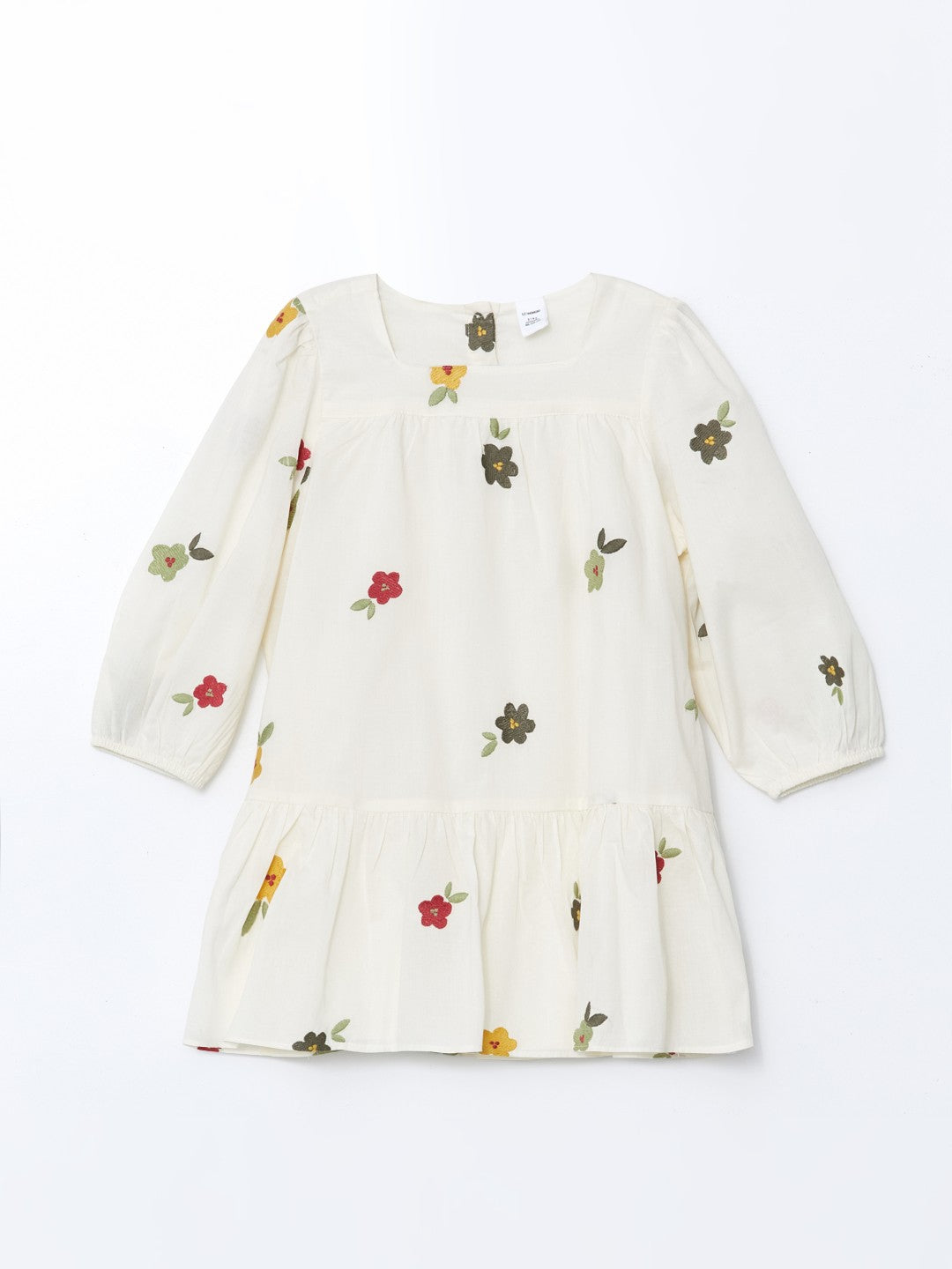 LCW Kids Floral Embroidered Poplin Flounce GirlS Dress
