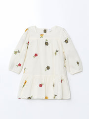 LCW Kids Floral Embroidered Poplin Flounce GirlS Dress